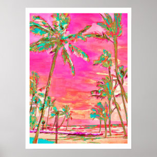 PixDezines Hawaiianischer Strand/Pink/Teal Poster
