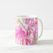 PixDezines Hawaiischer Dschungel Pink Grüner Folia Kaffeetasse (VorderseiteRechts)