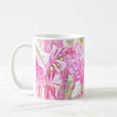 PixDezines Hawaiischer Dschungel Pink Grüner Folia Kaffeetasse (Links)