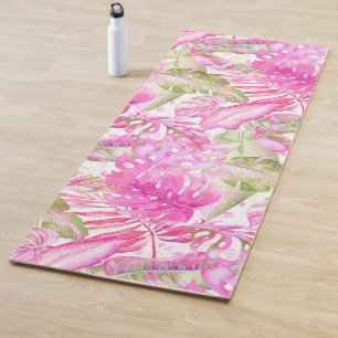 PixDezines Hawaiischer Dschungel Pink Grüner Folia Yogamatte