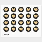 PixDezines HEART IMITATS GOLD+MARBLE Runder Aufkleber (Blatt)