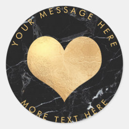 PixDezines HEART IMITATS GOLD+MARBLE Runder Aufkleber