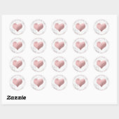 PixDezines HEART IMITATS ROSE GOLD+MARBLE Runder Aufkleber (Blatt)