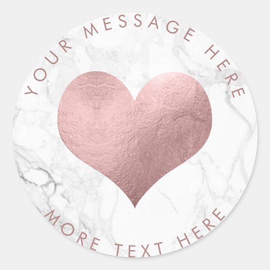 PixDezines HEART IMITATS ROSE GOLD+MARBLE Runder Aufkleber (Vorderseite)