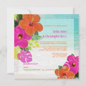 PixDezines heißen Pink+orange Hibiskus+Monstera Einladung (Rückseite)