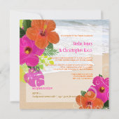 PixDezines heißen rosa+orange Hibiskus+monstera Einladung (Rückseite)