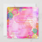 PixDezines heißen rosa+orange Hibiskus+monstera Einladung (Rückseite)