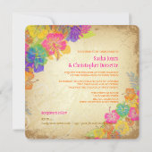 PixDezines heißen rosa+orange Hibiskus+monstera Einladung (Rückseite)