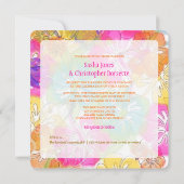 PixDezines heißen rosa+orange Hibiskus+monstera Einladung (Rückseite)