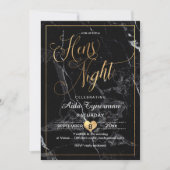 PixDezines Hens Night Imitats Gold Script+Marble Einladung (Vorderseite)