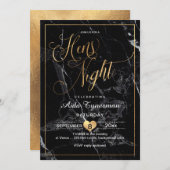 PixDezines Hens Night Imitats Gold Script+Marble Einladung (Vorne/Hinten)
