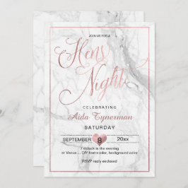 PixDezines Hens Night Imitats Rose Gold Script+Mar Einladung