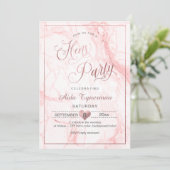 PixDezines Hens Party Imitats Rose Gold Script+Mar Einladung (Stehend Vorderseite)