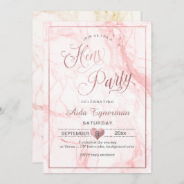 PixDezines Hens Party Imitats Rose Gold Script+Mar Einladung