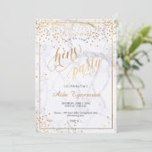 PixDezines Hens Party Marmor Imitats Gold Confetti Einladung (Stehend Vorderseite)