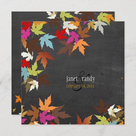 PixDezines Herbst/Ahorn-Blätter/rustikale Tafel Einladung (Vorne/Hinten)