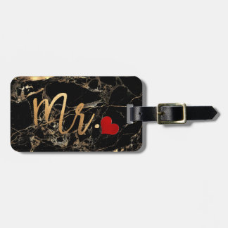 PixDezines HERR BLACK MARBLE+IMITATS GOLD Gepäckanhänger