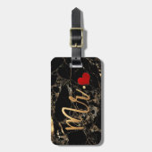 PixDezines HERR BLACK MARBLE+IMITATS GOLD Gepäckanhänger (Vorderseite vertikal)