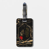PixDezines HERR BLACK MARBLE+IMITATS GOLD Gepäckanhänger (Rückseite vertikal)