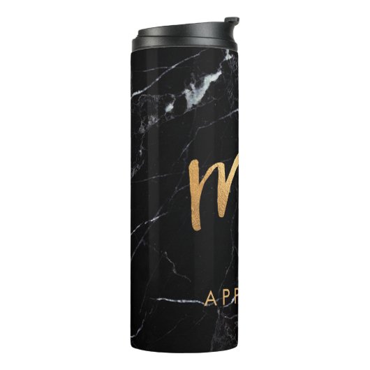 PixDezines Herr BLACK MARBLE IMITATS GOLD Thermosbecher (Nach links gedreht)