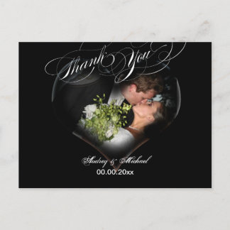 PixDezines Herz Foto Rahmen/Schwarz/Vielen Dank Postkarte