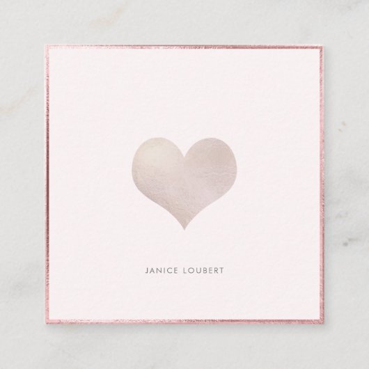 PixDezines Herz| Imitat Metallischer Schlag Quadratische Visitenkarte (Vorderseite)