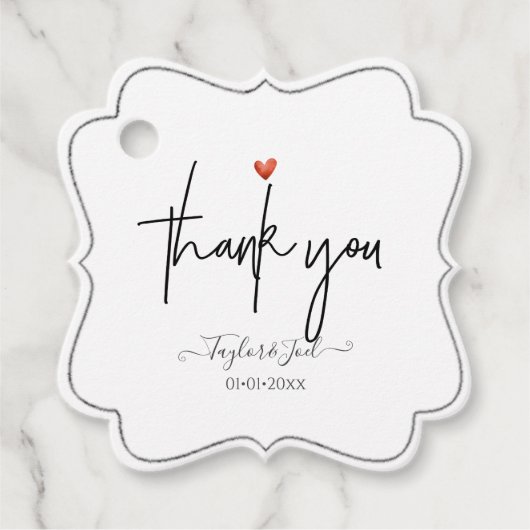 PixDezines Herz Vielen Dank Signature-Script Geschenkanhänger (Vorderseite)