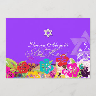 PixDezines Hibiskus/Bat Mitzvah/DIY-Farben Einladung