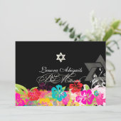 PixDezines Hibiskus/Bat Mitzvah Einladung (Stehend Vorderseite)