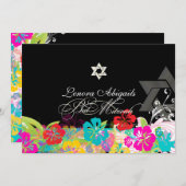 PixDezines Hibiskus/Bat Mitzvah Einladung (Vorne/Hinten)