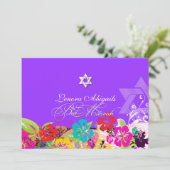 PixDezines Hibiskus/Bat Mitzvah/Farbtöne Einladung (Stehend Vorderseite)