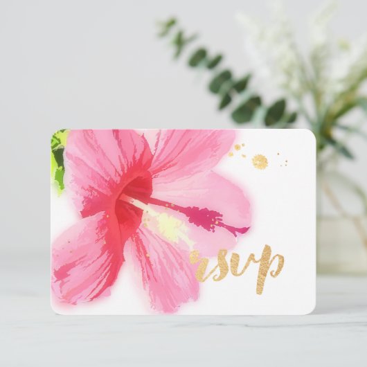 PixDezines Hibiskus/floral/uAwg RSVP Karte (Stehend Vorderseite)