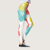 PixDezines Hibiskus/Gelb/Orange/Aqua/DIY Bckgrand Leggings (Rechts)