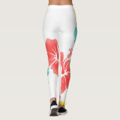 PixDezines Hibiskus/Gelb/Orange/Aqua/DIY Bckgrand Leggings (Rückseite)