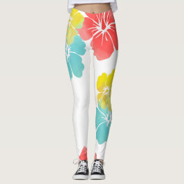 PixDezines Hibiskus/Gelb/Orange/Aqua/DIY Bckgrand Leggings