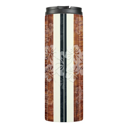 PixDezines Hibiskus Imitats Koa Wood Longboard Thermosbecher (Rückseite)