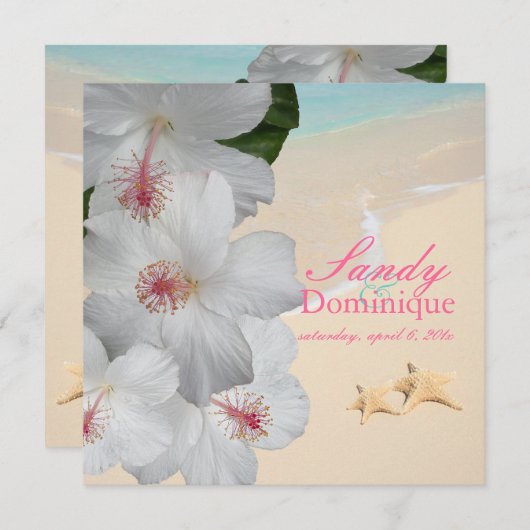 PixDezines Hibiskus Lei /strand/tropische Hochzeit Einladung (Vorne/Hinten)