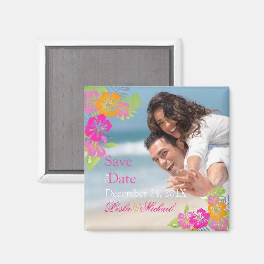 PixDezines Hibiskus leis, Save the Date Magnet (Vorderseite/Rückseite)