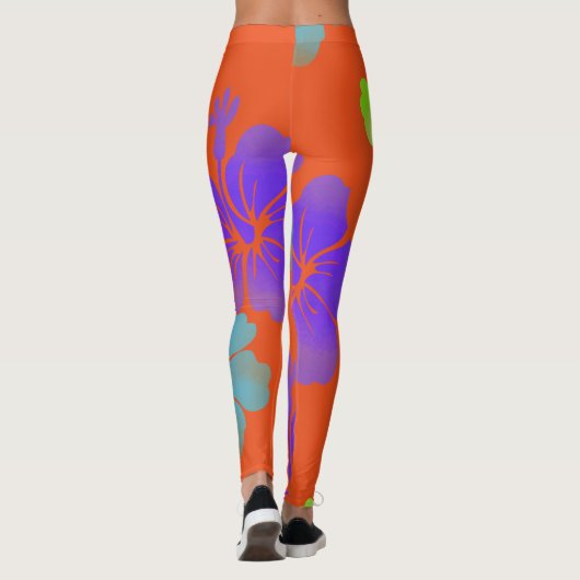 PixDezines Hibiskus/Limon/Lila/Aqua Leggings (Rückseite)