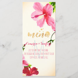 PixDezines Hibiskus Menü für Aquarellfarben/Rosa Menükarte