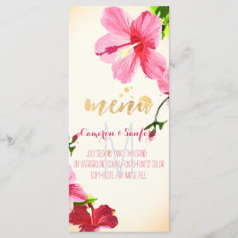 PixDezines Hibiskus Menü für Aquarellfarben/Rosa Menükarte