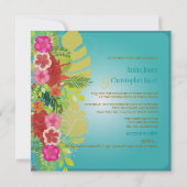 PixDezines Hibiskus+monstera/gelb+aqua Einladung (Rückseite)