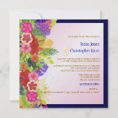 PixDezines Hibiskus+monstera/gelb+fuschia Einladung (Rückseite)