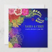 PixDezines Hibiskus+monstera/gelb+fuschia Einladung (Vorderseite)