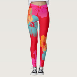 PixDezines Hibiskus/Rosa/Orange/Aqua/DIY Bckgrnd Leggings