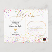 PixDezines Hier bin ich Geburtsankündigung/Confett Ankündigungspostkarte (Rückseite)