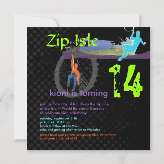 PixDezines HINTERGRUND/ZIP LINE INVITATION Einladung (Vorderseite)