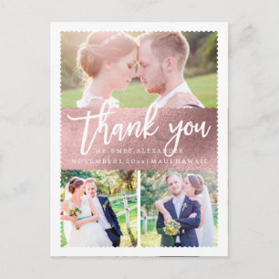PixDezines Hochzeit Danke/Falsche Rose Gold Schrif Postkarte