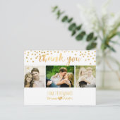 PixDezines Hochzeit danke/gold Konfetti Postkarte (Stehend Vorderseite)