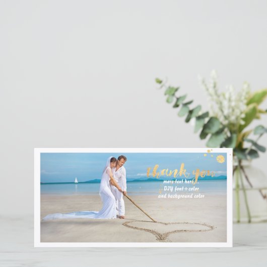 PixDezines Hochzeit Foto danke/DIY Hintergrund Dankeskarte (Stehend Vorderseite)